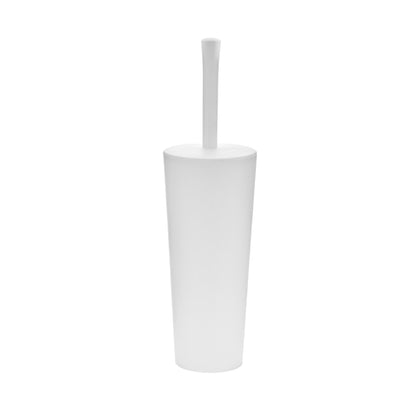 One Colour - Front - White Round Closed Toilet Brush & Handle