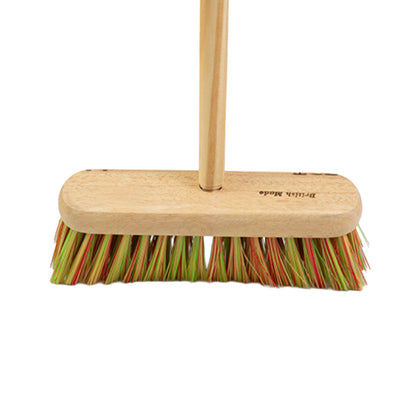 One Colour - Side - Assembled 12 Multi-Coloured Sweeping Broom Complete With Handles