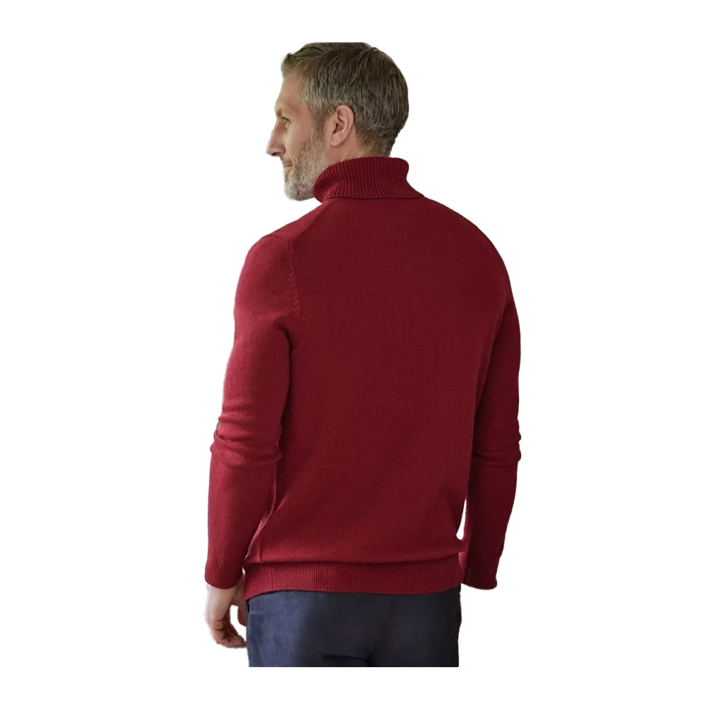 Windsor Wine - Back - WoolOvers Mens Cashmere Polo Neck Jumper
