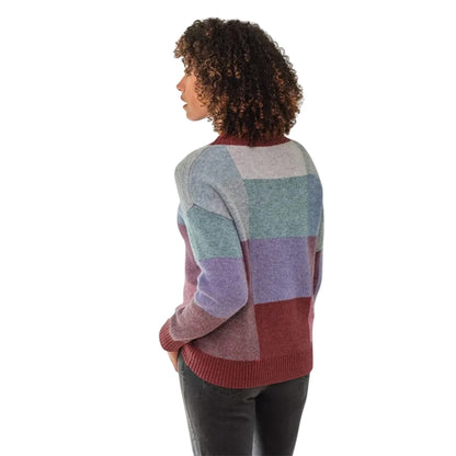 Multicoloured - Back - WoolOvers Womens-Ladies Checked Colour Block Jumper