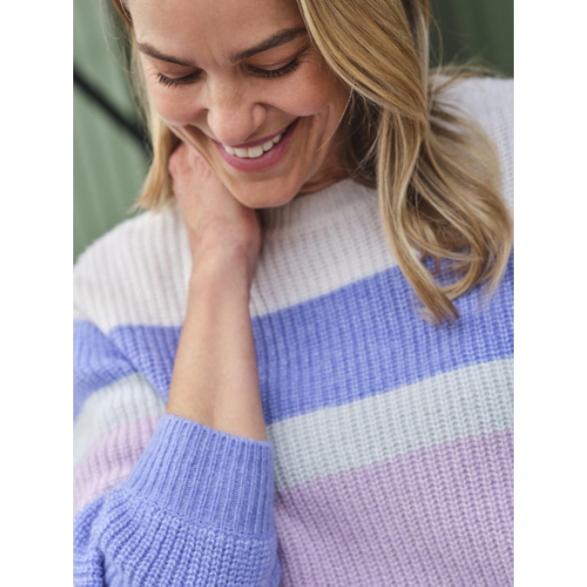 Cream - Side - WoolOvers Womens-Ladies Colour Block Soft Jumper