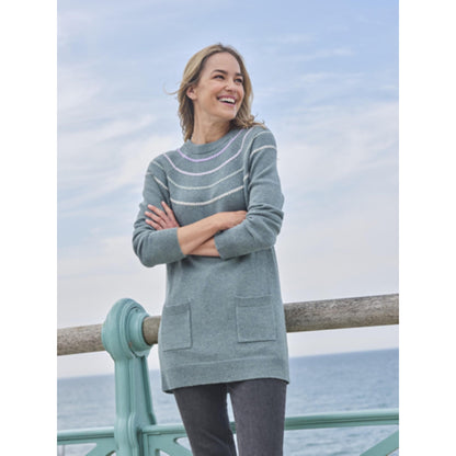 Verdigris - Front - WoolOvers Womens-Ladies Longline Pocket Tunic