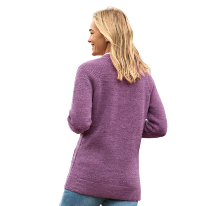 Purple - Back - WoolOvers Womens-Ladies V Neck Boyfriend Cardigan