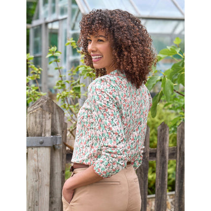 Multicoloured - Back - WoolOvers Womens-Ladies Jersey Petal Collar Top