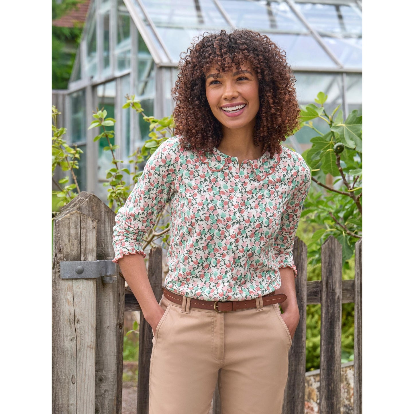 Multicoloured - Front - WoolOvers Womens-Ladies Jersey Petal Collar Top