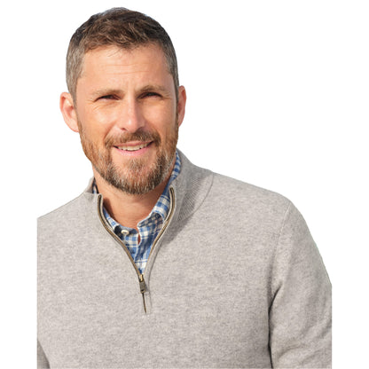 Grey Marl - Side - WoolOvers Mens Cashmere Zip Neck Jumper