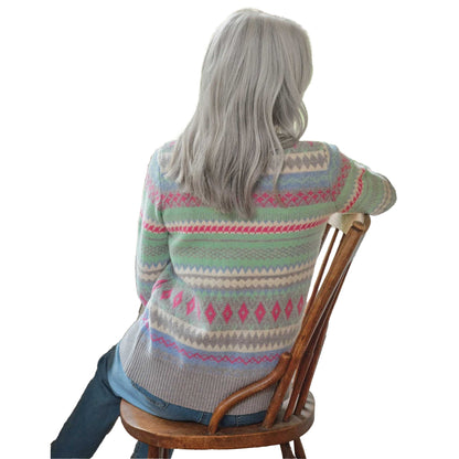 Multicoloured - Back - WoolOvers Womens-Ladies Sherbert Dip Fair Isle Jumper