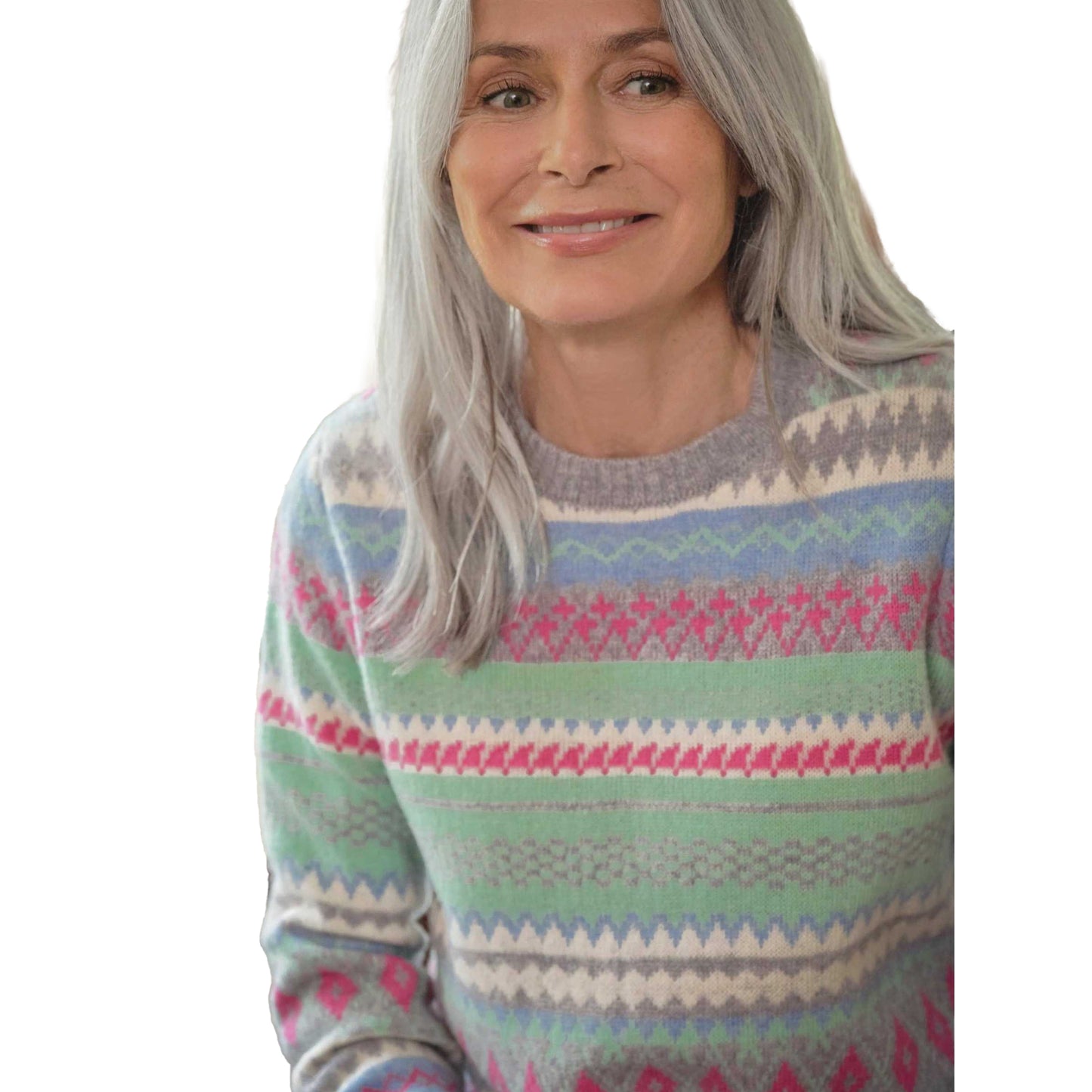Multicoloured - Side - WoolOvers Womens-Ladies Sherbert Dip Fair Isle Jumper