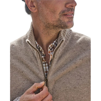 Oat Marl - Side - WoolOvers Mens Lincoln Lambswool Full Zip Cardigan