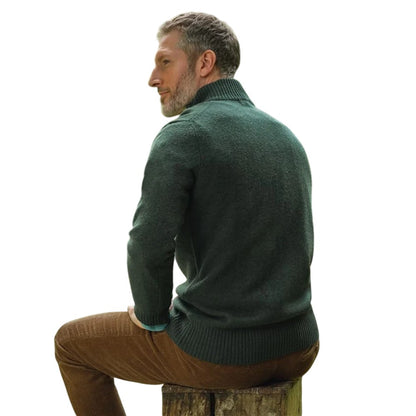 Pine - Back - WoolOvers Mens Lincoln Lambswool Full Zip Cardigan