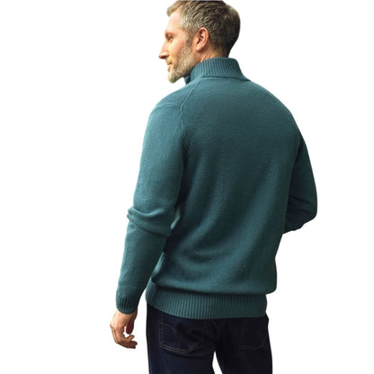 Aqua - Back - WoolOvers Mens Lincoln Lambswool Full Zip Cardigan