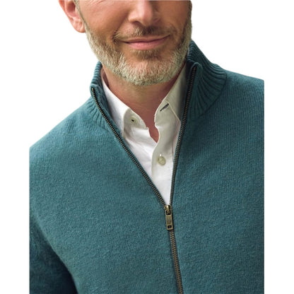 Aqua - Side - WoolOvers Mens Lincoln Lambswool Full Zip Cardigan