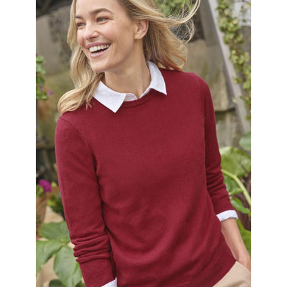 Cherry Red - Back - WoolOvers Womens-Ladies Cashmere Crew Neck Jumper