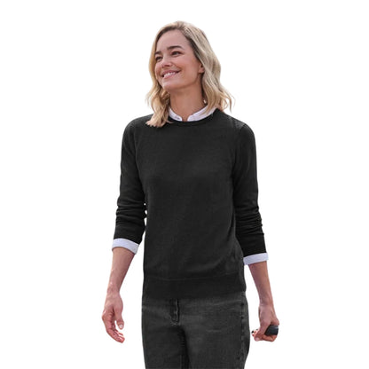 Black - Front - WoolOvers Womens-Ladies Cashmere Crew Neck Jumper