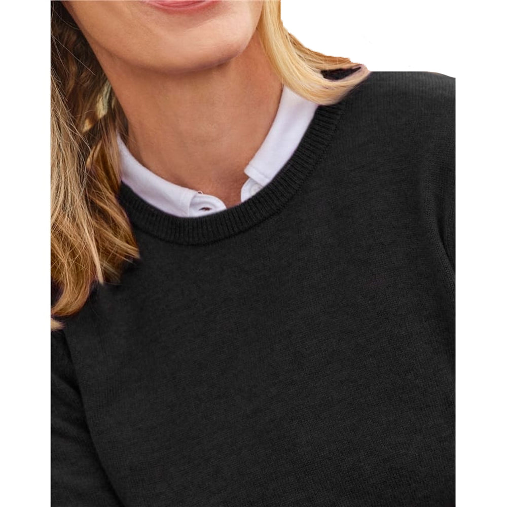 Black - Side - WoolOvers Womens-Ladies Cashmere Crew Neck Jumper