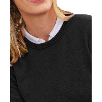 Black - Side - WoolOvers Womens-Ladies Cashmere Crew Neck Jumper