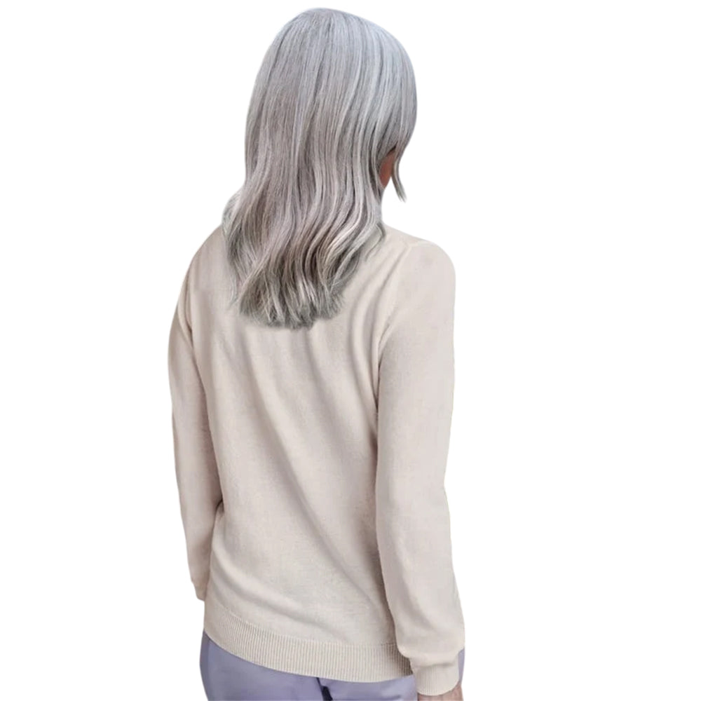 Cream - Back - WoolOvers Womens-Ladies Cashmere Crew Neck Jumper