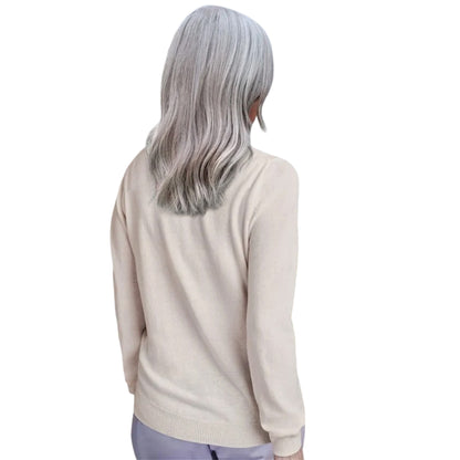 Cream - Back - WoolOvers Womens-Ladies Cashmere Crew Neck Jumper