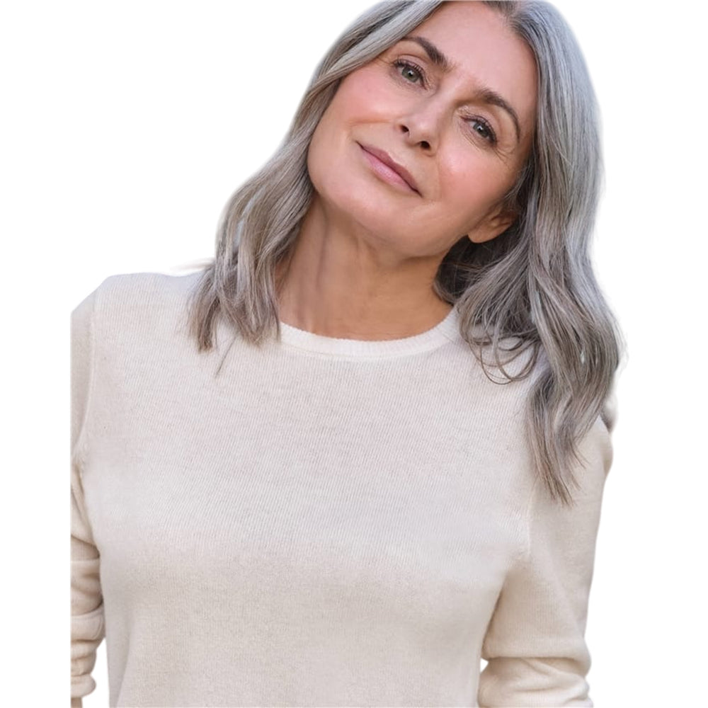 Cream - Side - WoolOvers Womens-Ladies Cashmere Crew Neck Jumper