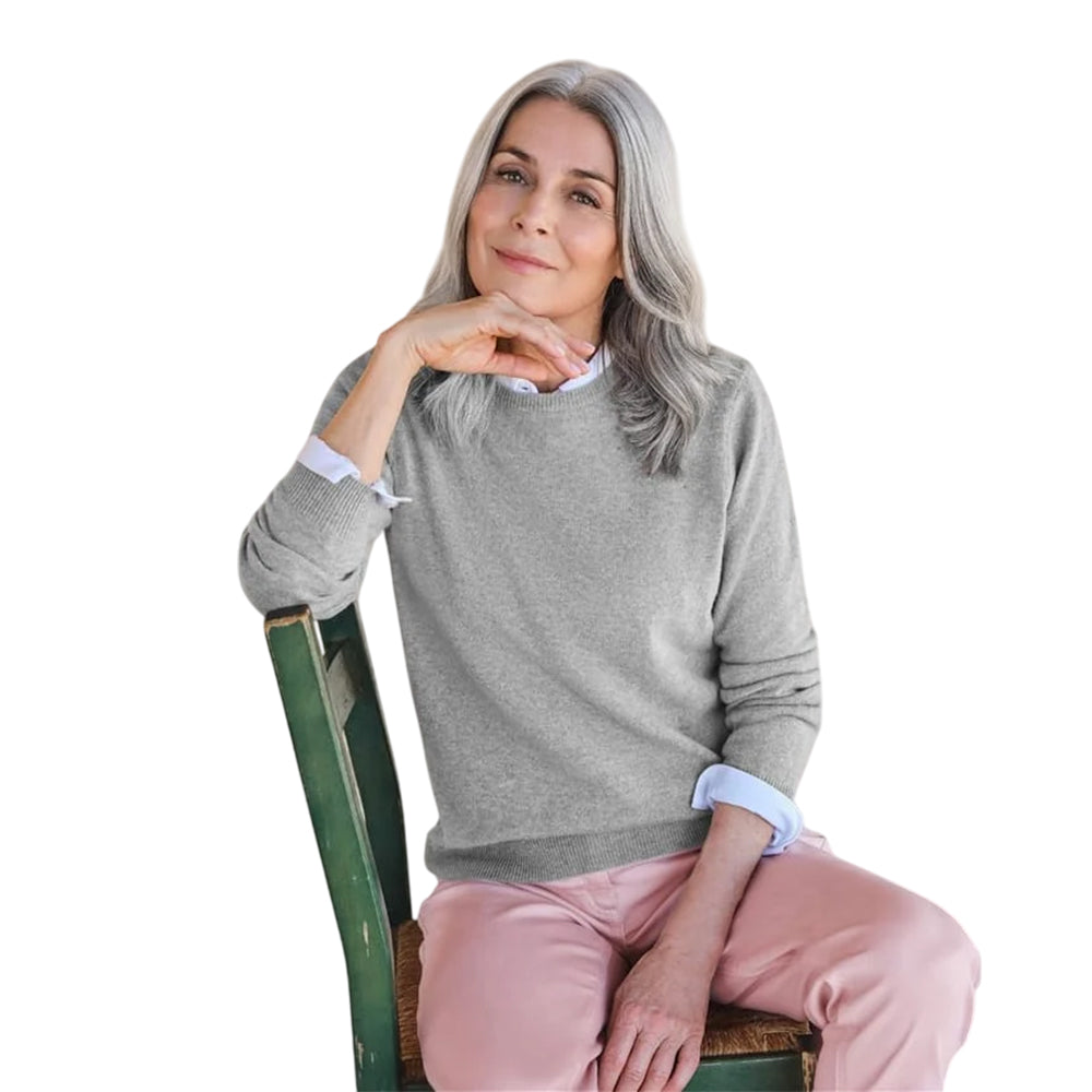 Marble - Front - WoolOvers Womens-Ladies Cashmere Crew Neck Jumper