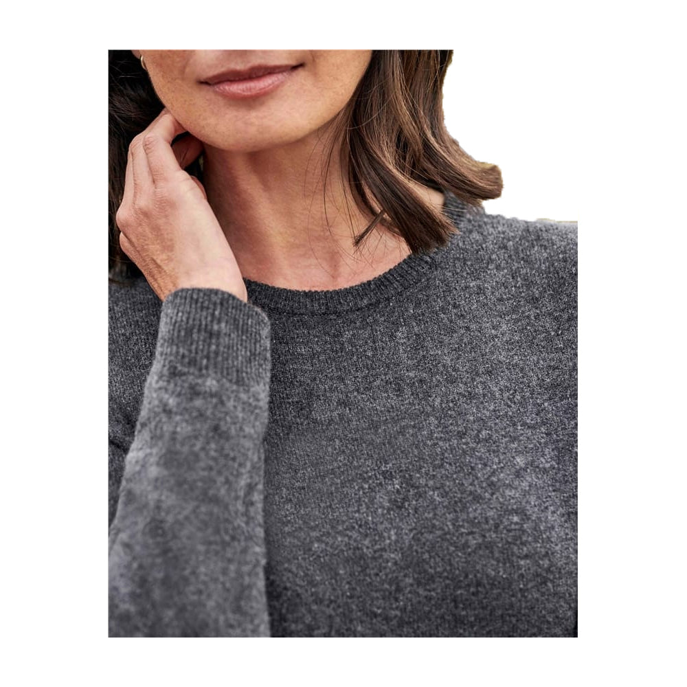 Dark Charcoal - Back - WoolOvers Womens-Ladies Cashmere Crew Neck Jumper