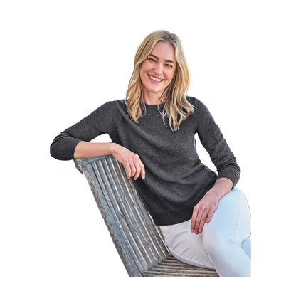 Dark Charcoal - Side - WoolOvers Womens-Ladies Cashmere Crew Neck Jumper