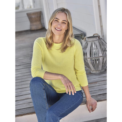 Limeade Yellow - Front - WoolOvers Womens-Ladies Cashmere Crew Neck Jumper