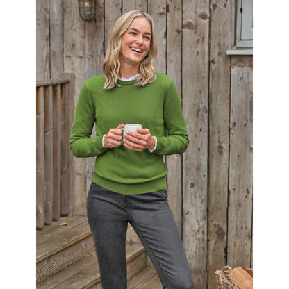 Pear Green - Front - WoolOvers Womens-Ladies Cashmere Crew Neck Jumper