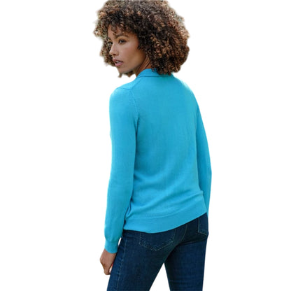 Sea Turquoise - Back - WoolOvers Womens-Ladies Cashmere Knitted Polo Shirt
