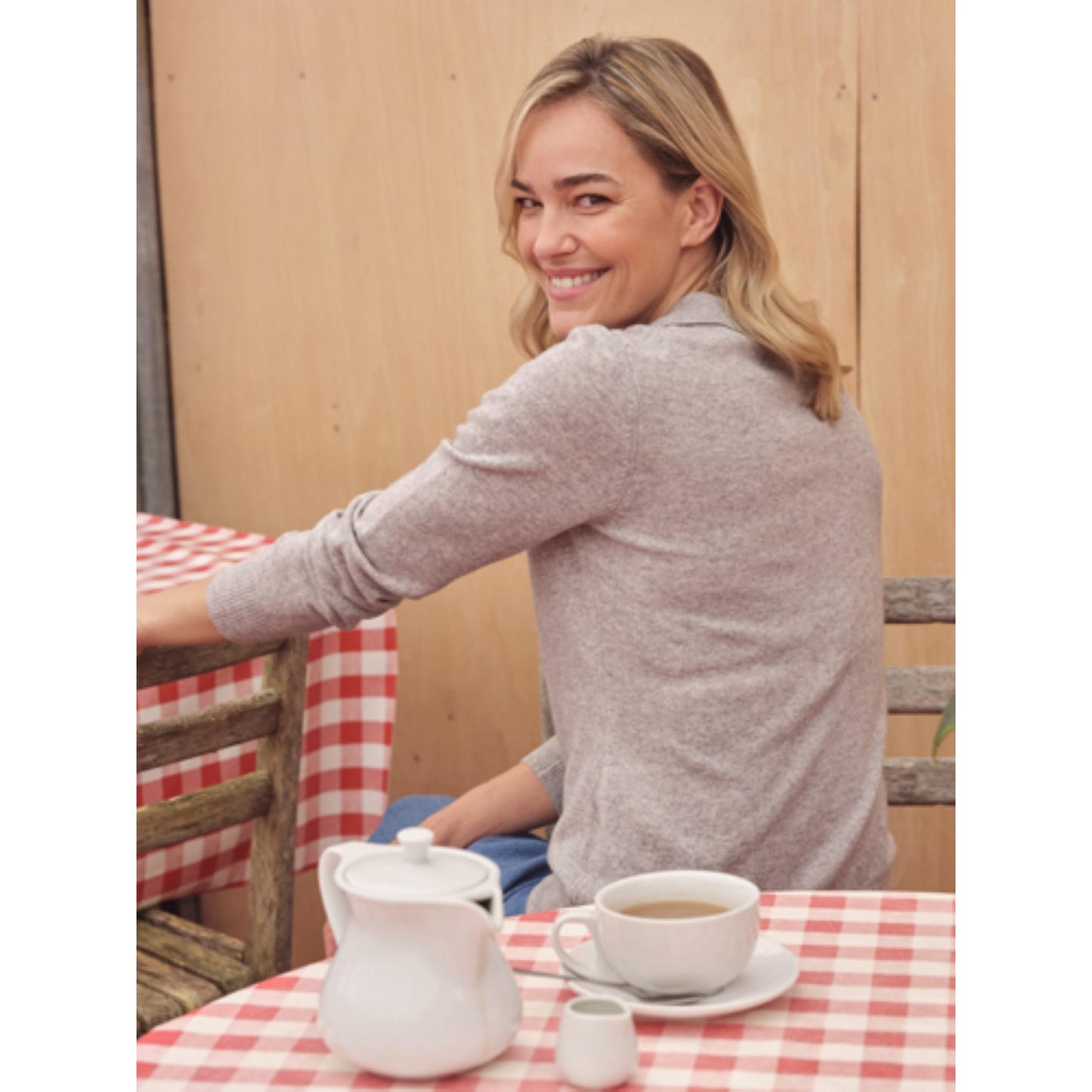 Marble - Front - WoolOvers Womens-Ladies Cashmere Knitted Polo Shirt