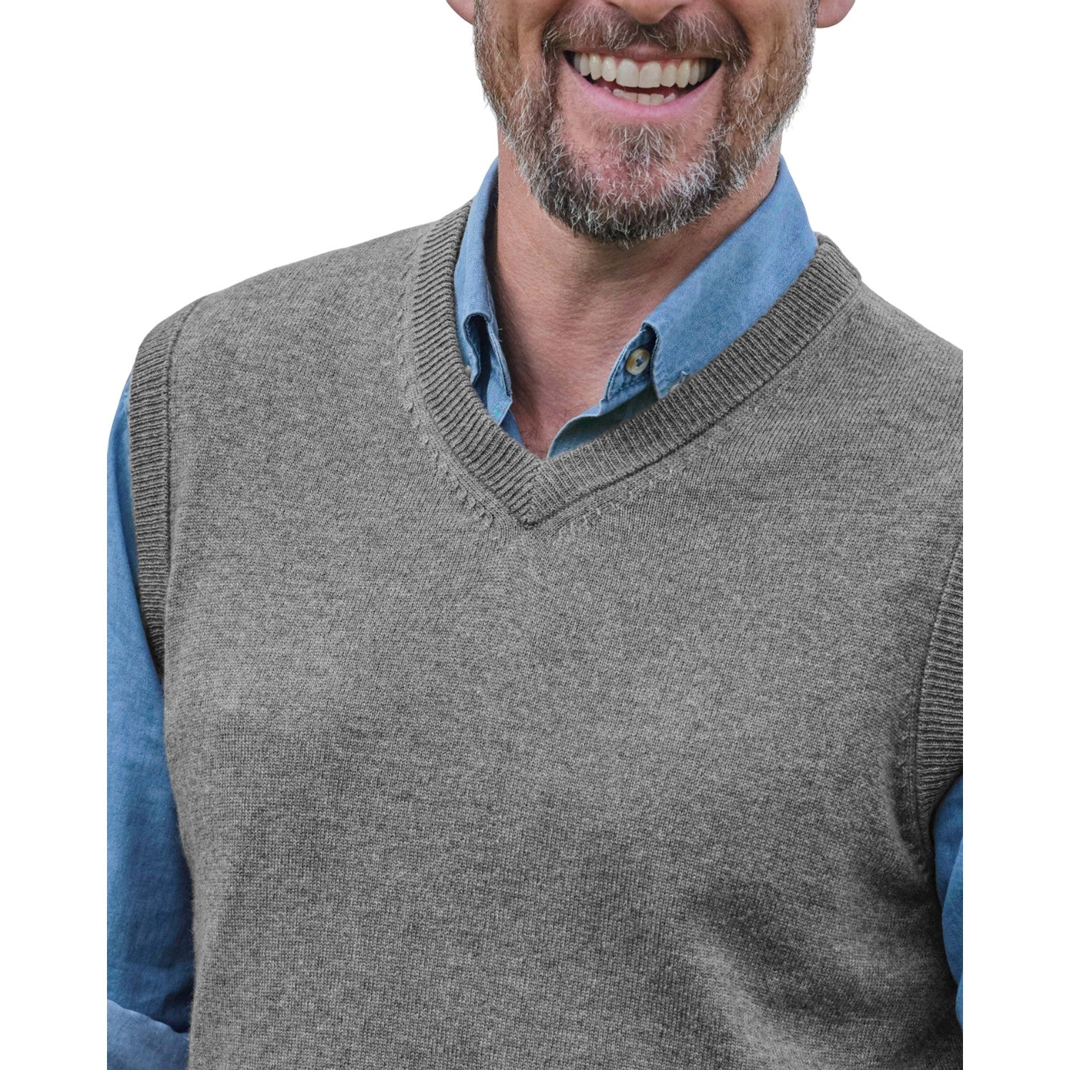 Grey Marl - Side - WoolOvers Mens Cashmere Sweater Vest