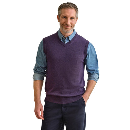 Purple - Front - WoolOvers Mens Cashmere Sweater Vest