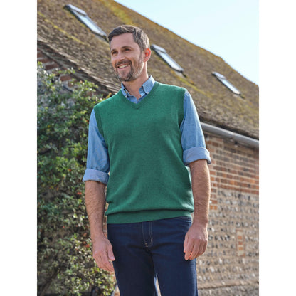 Dark Mint Marl - Front - WoolOvers Mens Cashmere Sweater Vest