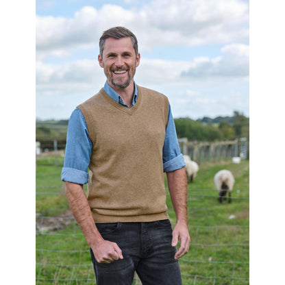 Flax - Front - WoolOvers Mens Cashmere Sweater Vest