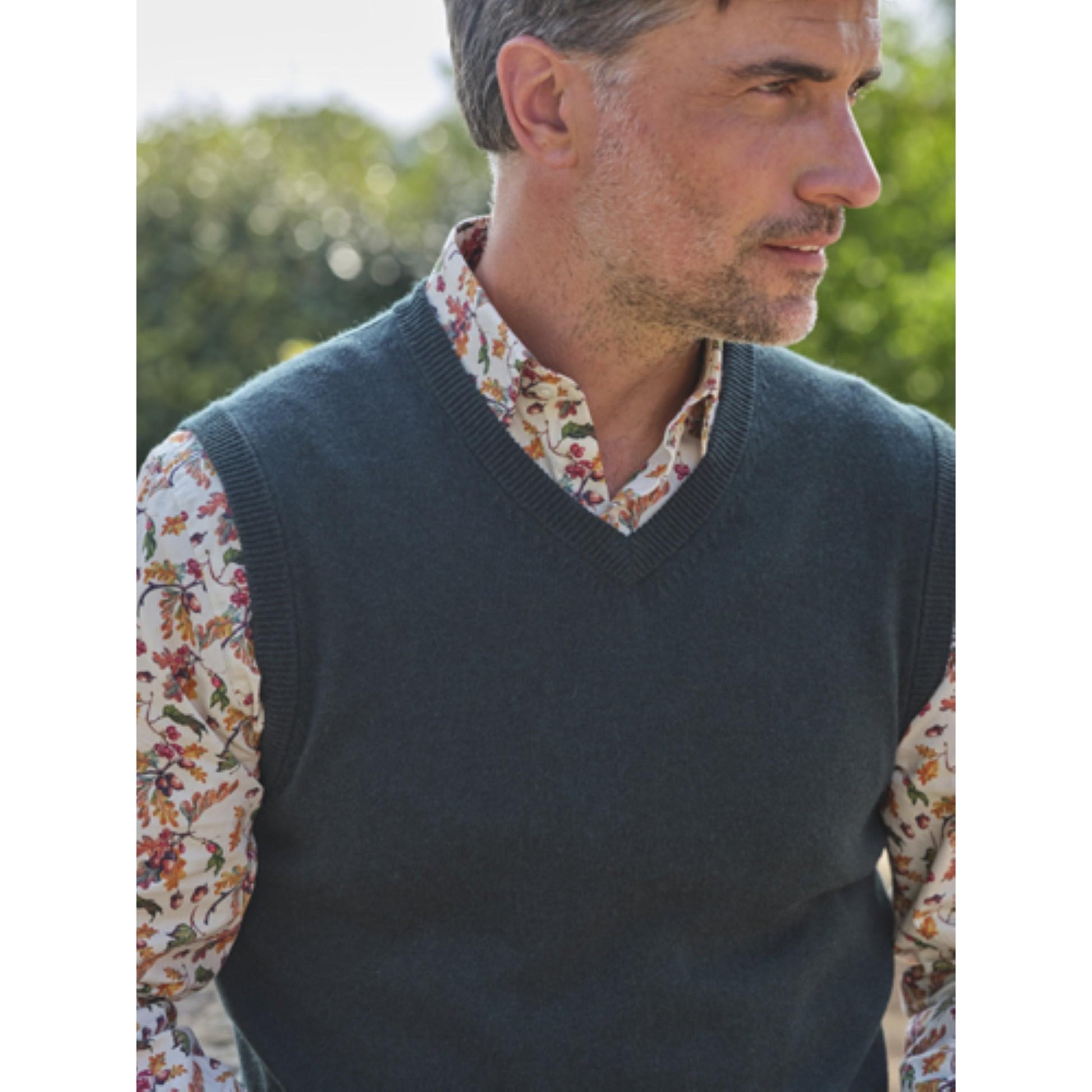 Dark Forest - Back - WoolOvers Mens Cashmere Sweater Vest