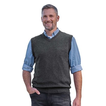 Dark Charcoal - Front - WoolOvers Mens Cashmere Sweater Vest