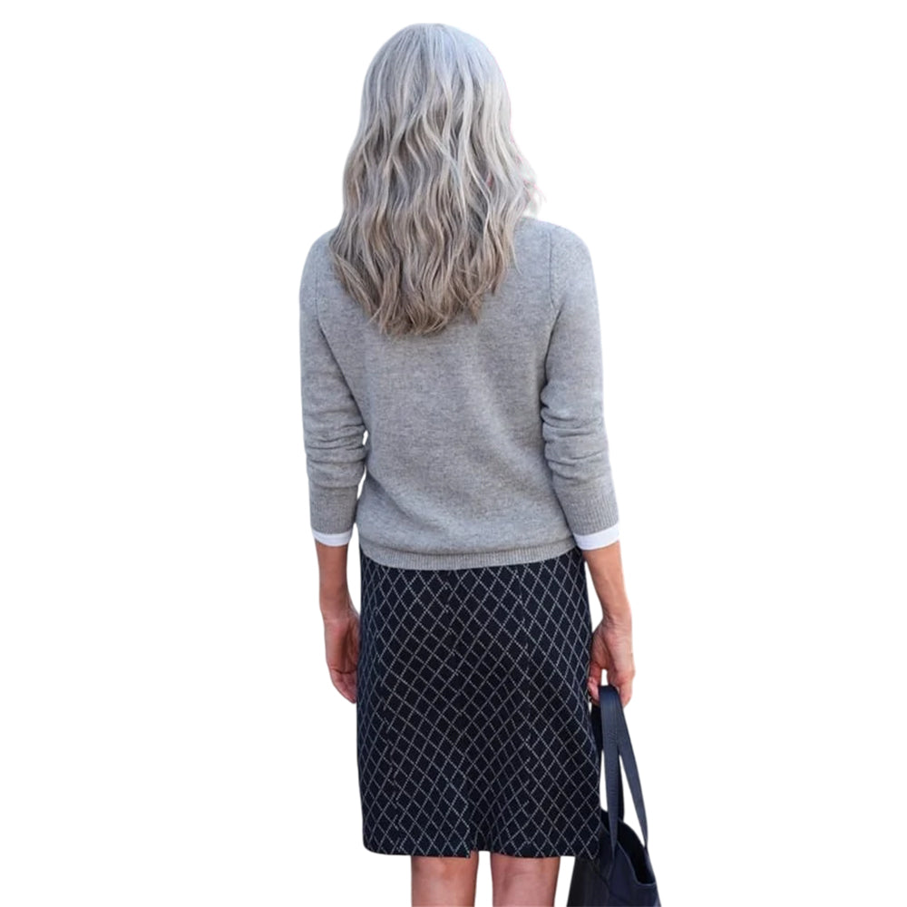 Grey Marl - Back - WoolOvers Womens-Ladies Classic Lambswool Crew Neck Jumper