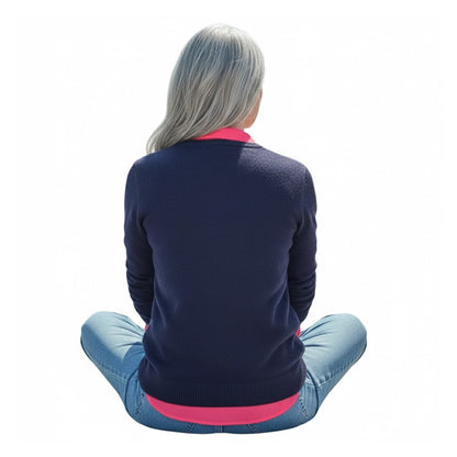 Navy - Back - WoolOvers Womens-Ladies Classic Lambswool Crew Neck Jumper