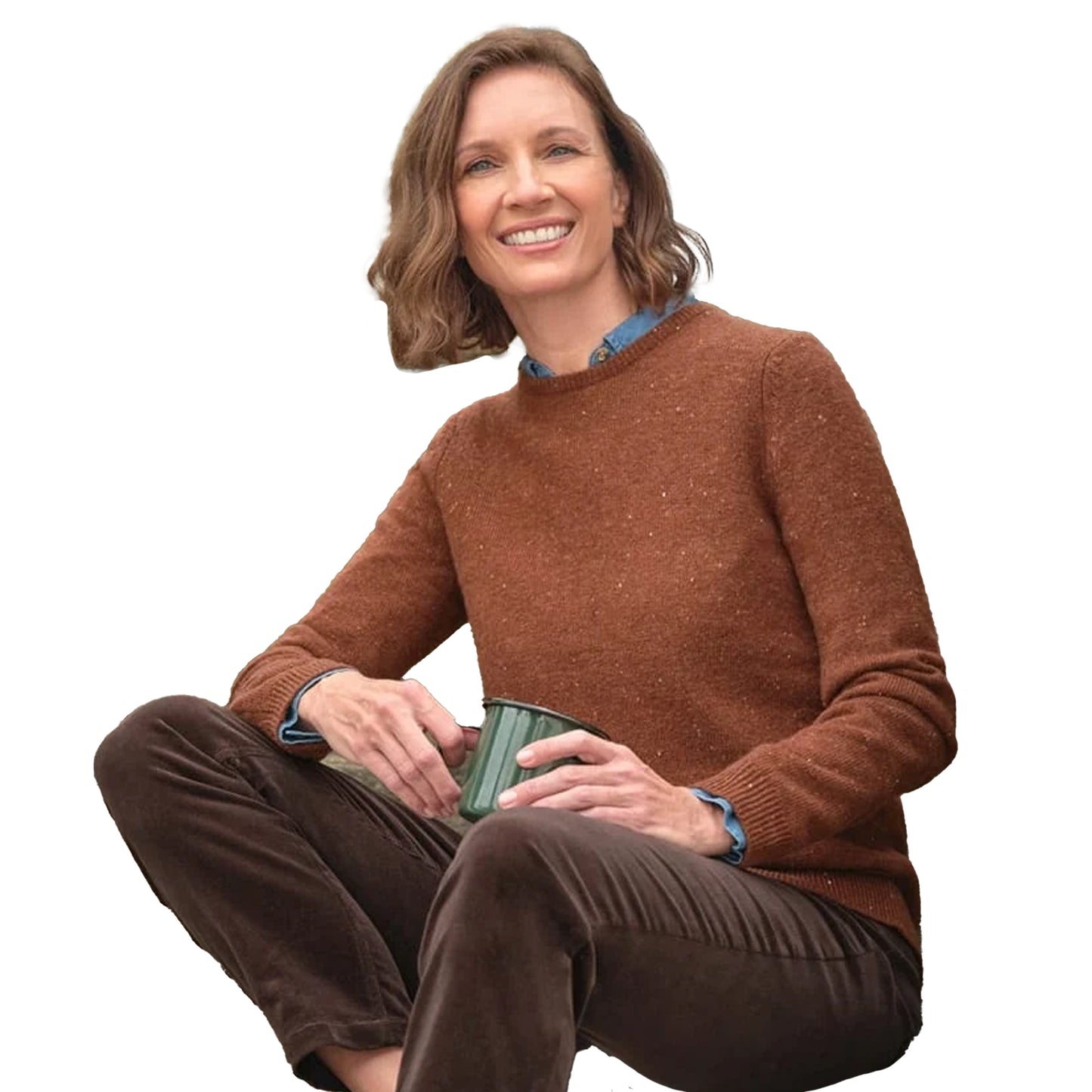 Autumn Leaf - Front - WoolOvers Womens-Ladies Classic Lambswool Crew Neck Jumper