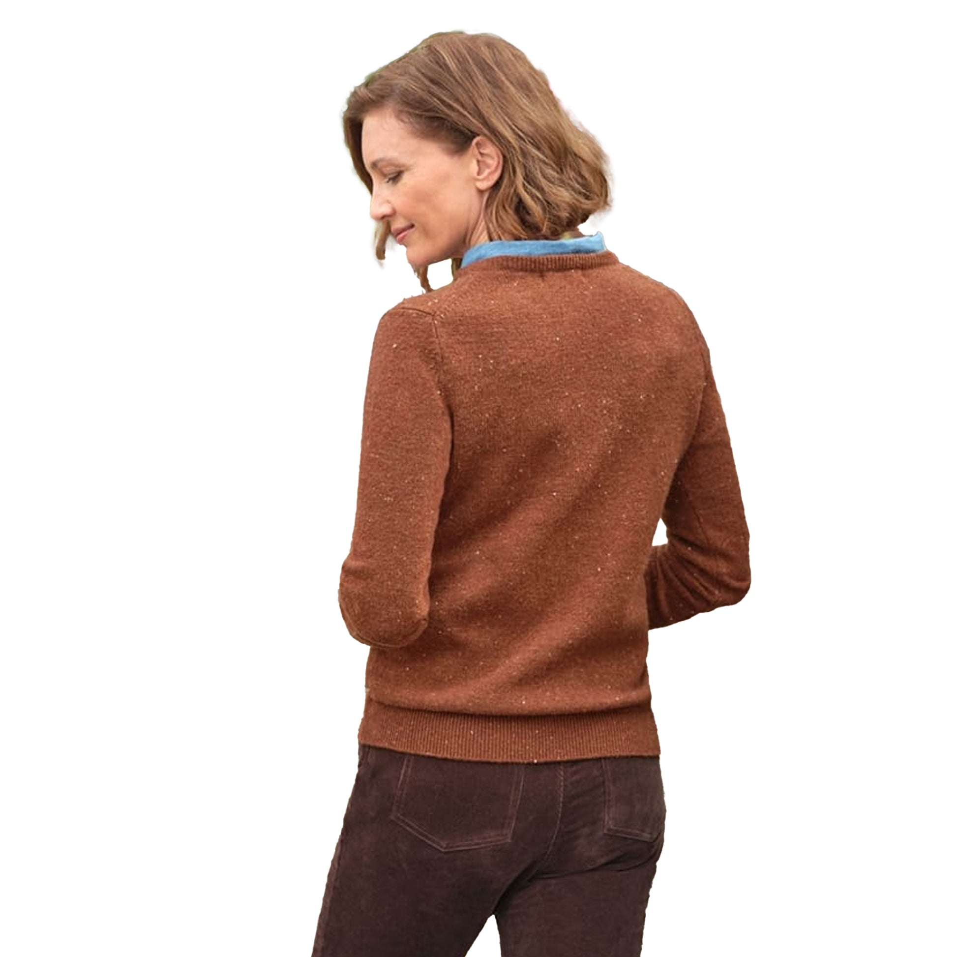 Autumn Leaf - Back - WoolOvers Womens-Ladies Classic Lambswool Crew Neck Jumper