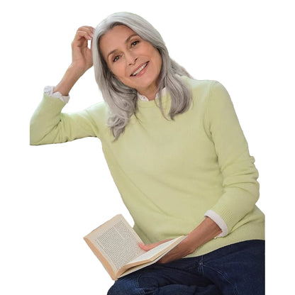 Lime - Front - WoolOvers Womens-Ladies Classic Lambswool Crew Neck Jumper