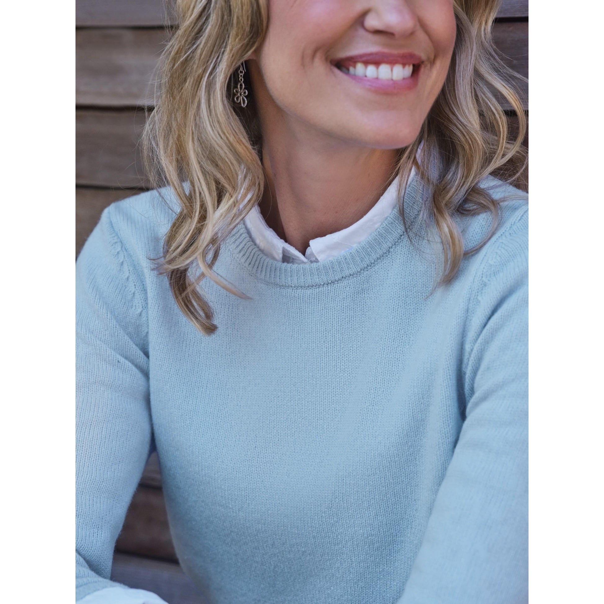 Frost Blue - Back - WoolOvers Womens-Ladies Classic Lambswool Crew Neck Jumper