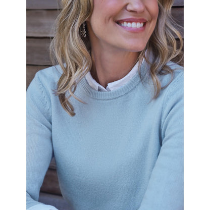 Frost Blue - Back - WoolOvers Womens-Ladies Classic Lambswool Crew Neck Jumper