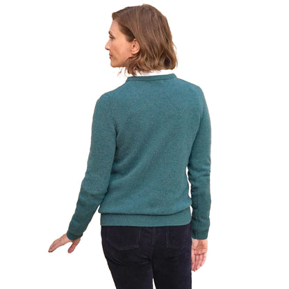 Teal Twist - Back - WoolOvers Womens-Ladies Classic Lambswool Crew Neck Jumper
