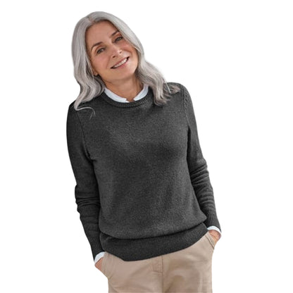 Charcoal - Front - WoolOvers Womens-Ladies Classic Lambswool Crew Neck Jumper