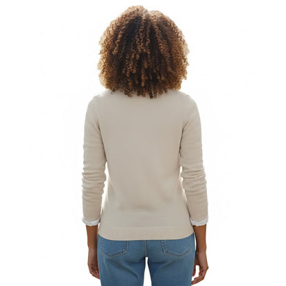 Cream - Back - WoolOvers Womens-Ladies Classic Lambswool Crew Neck Jumper