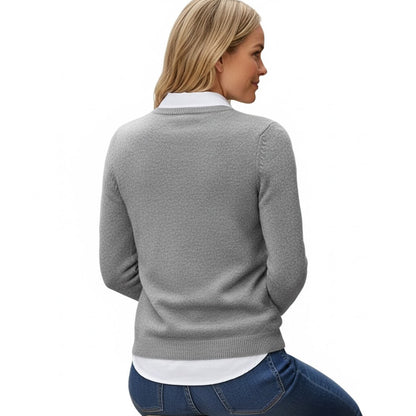 Grey Marl - Back - WoolOvers Womens-Ladies Classic Lambswool V Neck Jumper
