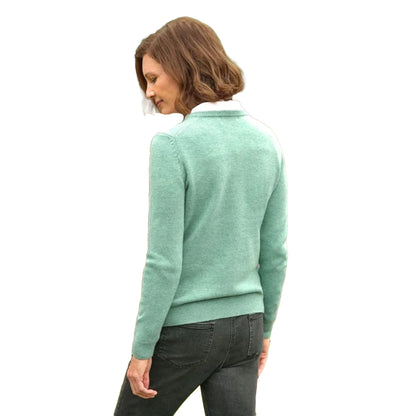 Mineral Green - Back - WoolOvers Womens-Ladies Classic Lambswool V Neck Jumper