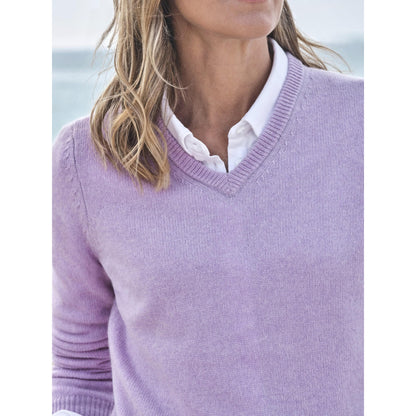 Lilac - Side - WoolOvers Womens-Ladies Classic Lambswool V Neck Jumper