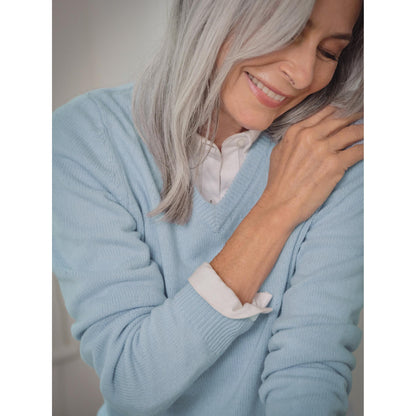 Frost Blue - Back - WoolOvers Womens-Ladies Classic Lambswool V Neck Jumper